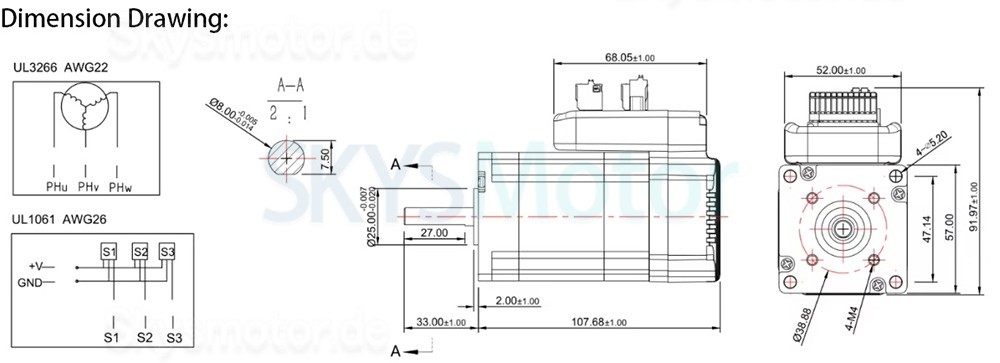 Nema 23 Integrierter AC Servomotor mit Steuerung JMC iHSV57-30-10-36 100W 36V 0,29N.m 3,5A 3 Phasen 3000U/min